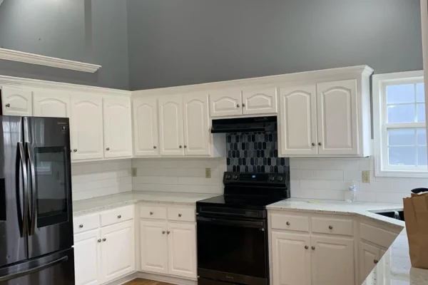 White Refinished Kitchen Cabinets - Our Work