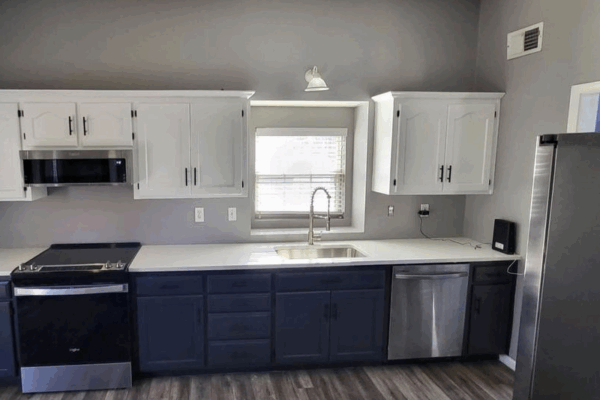 White Refinished Kitchen Cabinets - Our Work