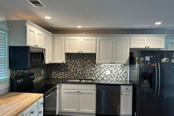 White Refinished Kitchen Cabinets - Our Work